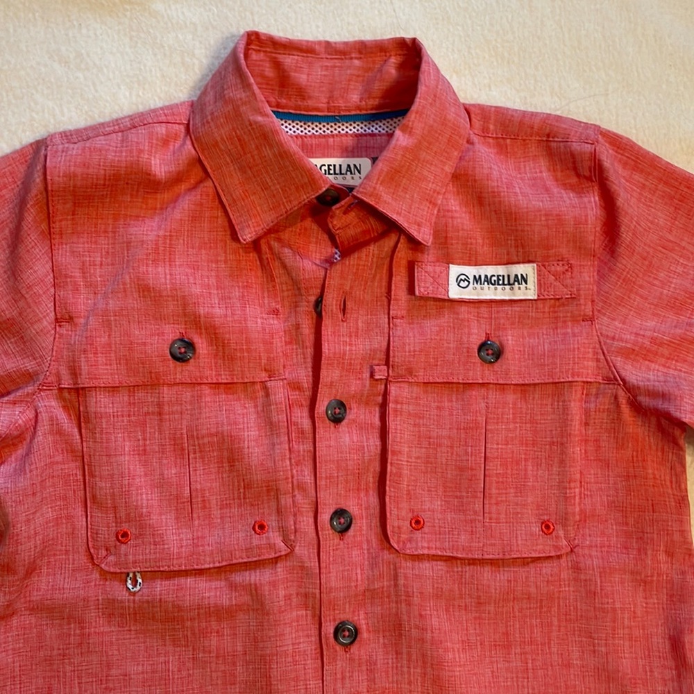 Magellan relaxed fit boys shirt, size XS(6-7), peach color